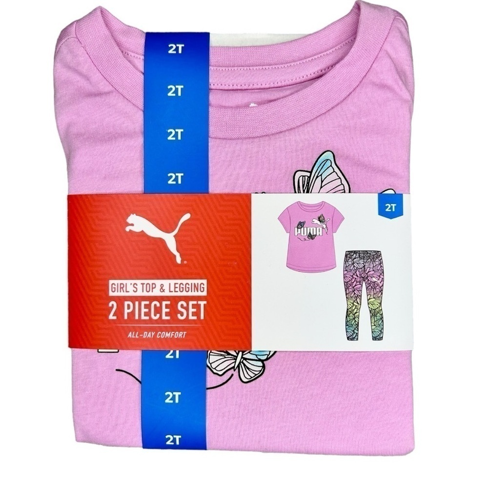 Puma Girl's 2 Piece Short Sleeve Top and Legging All Day Comfort Set​
